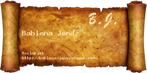 Bablena Jenő névjegykártya